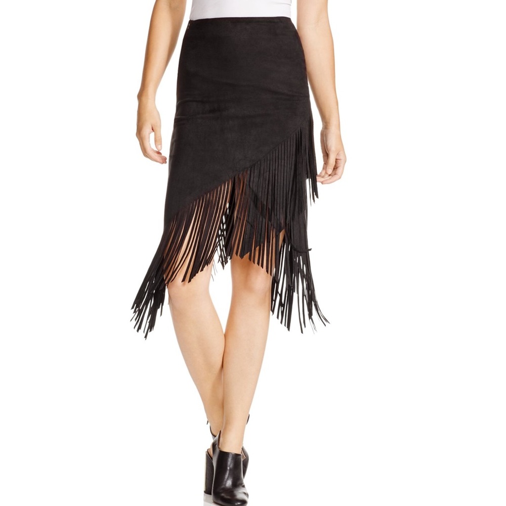 Aqua Faux Suede Fringe Skirt Size Small